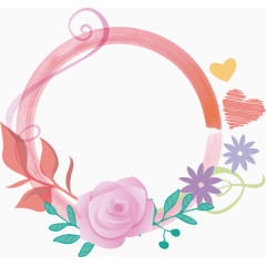 水彩玫瑰花环边框装饰元素