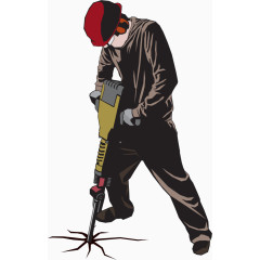 矢量手绘钻井工人