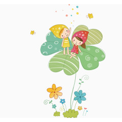手绘插画花朵儿童六一节