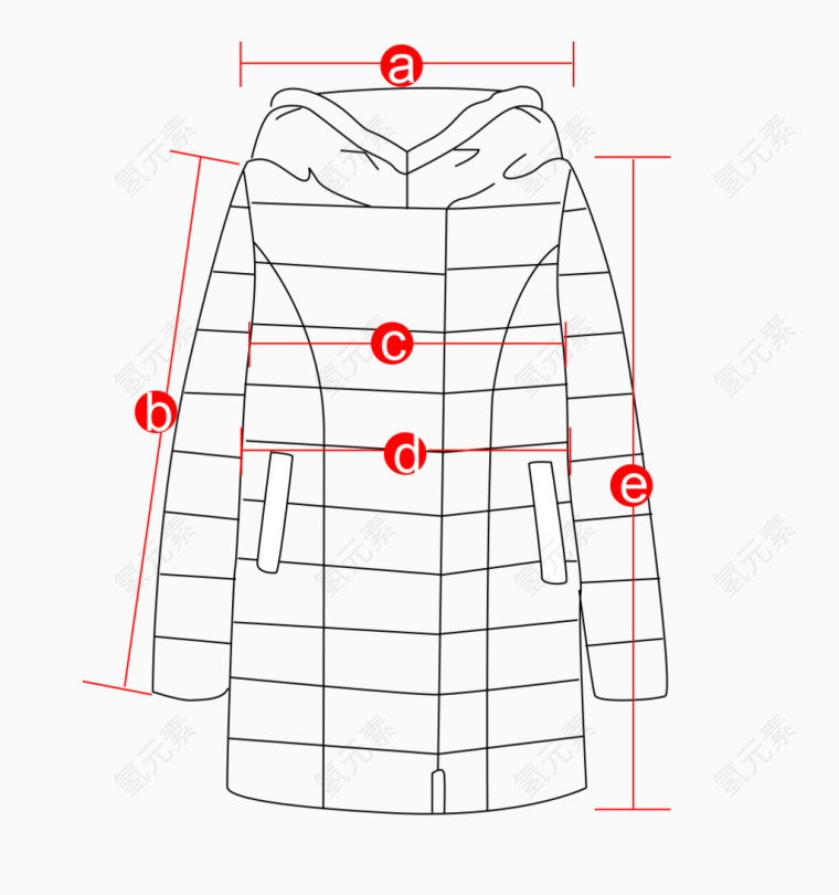 外套服装线稿衣服测量简笔画线条