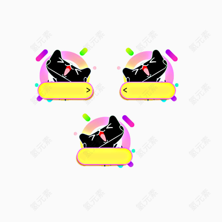  卡通天猫创意形象标签边框
