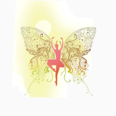 人物剪影 蝴蝶 金蝴蝶 舞蹈