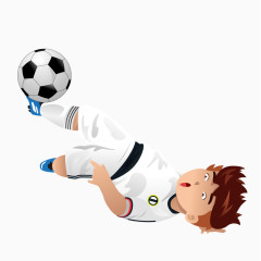卡通准备射门的小孩