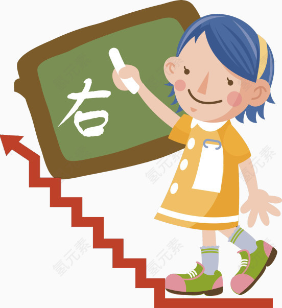 上楼梯的少女