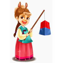 韩国传统少女插画