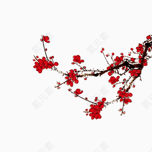 红色中国风梅花
