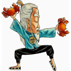 抓着螃蟹的搞笑老头