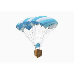 箱子和蓝色降落伞