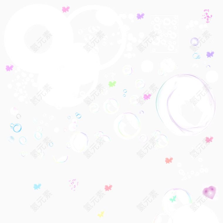 文艺清新唯美彩色泡泡爱心漂浮素材
