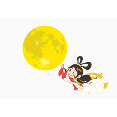卡通手绘嫦娥奔月png