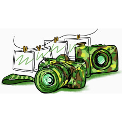 迷彩卡通相机摄影素材