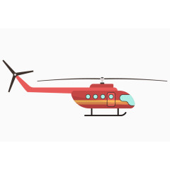 手绘卡通风红色直升飞机