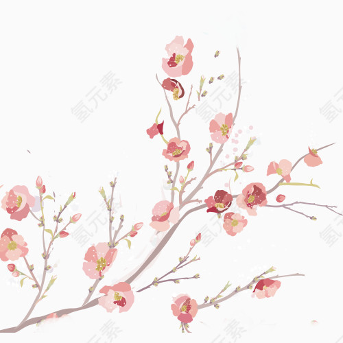 手绘粉色花