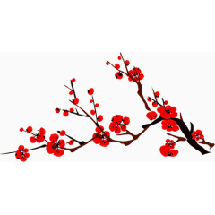 手绘红色梅花