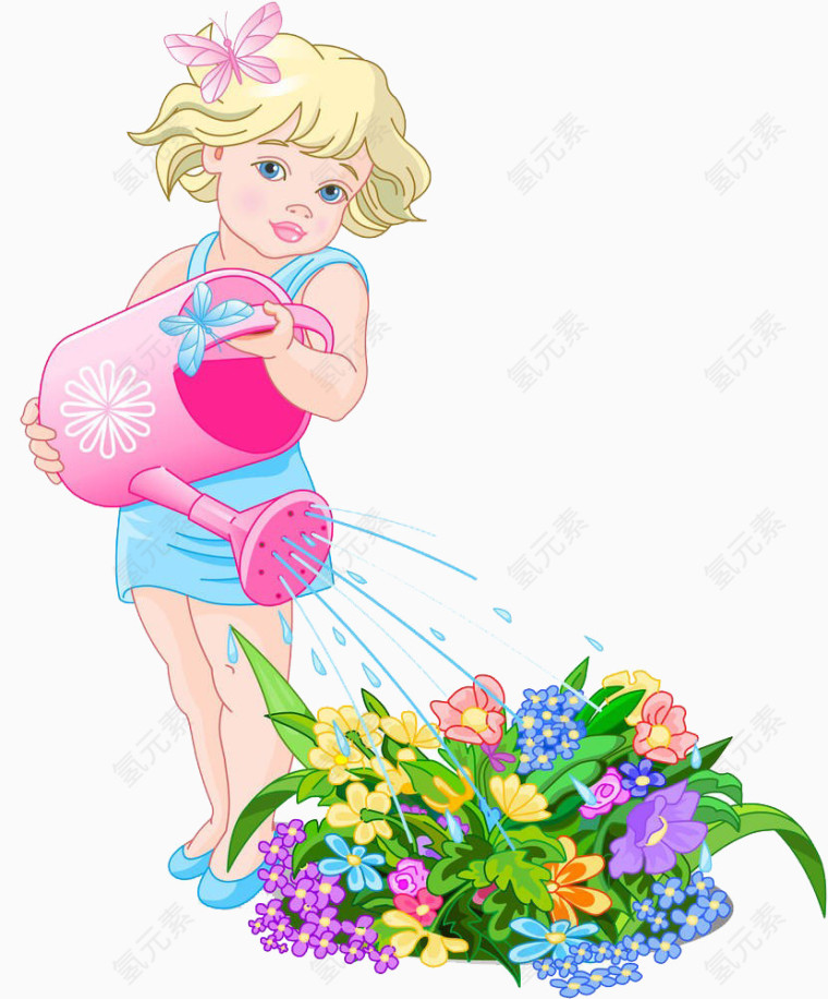 女生花洒浇水