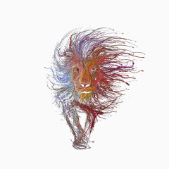 彩色动感线条狮子