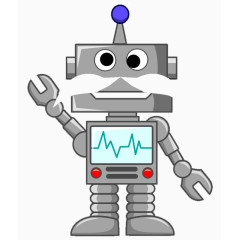 卡通可爱的银色机器人元素