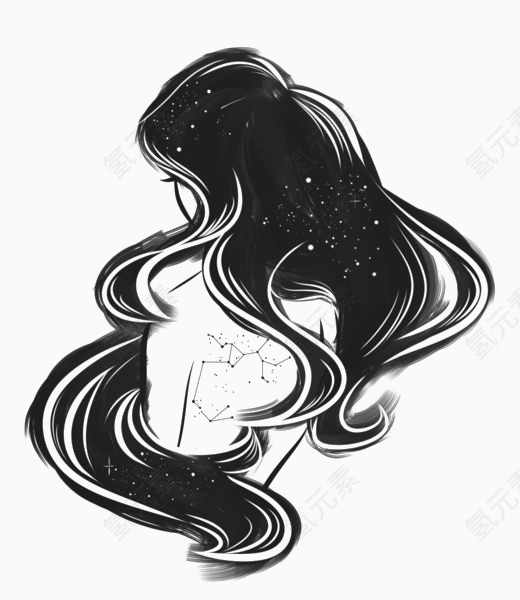 黑白经典时尚插画