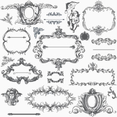 浪漫欧式花纹边框元素