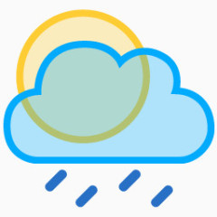 太阳大云细雨矢量时尚天气图标