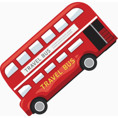 双层巴士卡通手绘图标元素