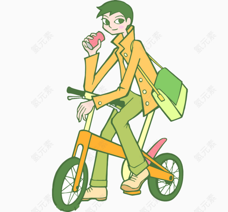 喝可乐的单车男孩
