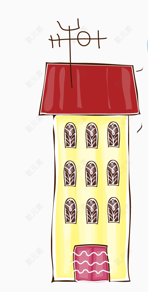 六一儿童节卡通装饰房子楼房