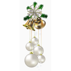 圣诞节铃铛白色蝴蝶结素材免抠