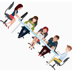 开会场景扁平画卡通手绘图标元素