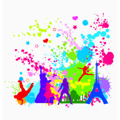 潮流墨点都市人物剪影