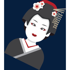 日本女妓水彩卡通手绘图标元素
