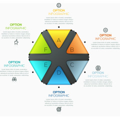 矢量六边形彩色PPT分类演示