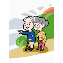 老公公老婆婆卡通元素