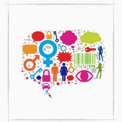 对话框  扁平化 彩色 拼接图案 边框 装饰图案