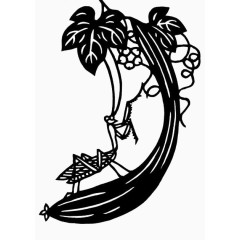 丝瓜蔬菜叶子螳螂剪纸图案图片