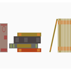 书籍排列卡通手绘装饰元素