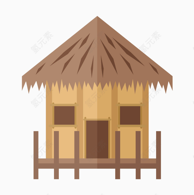 卡通茅草屋