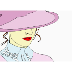 戴帽子的女人元素