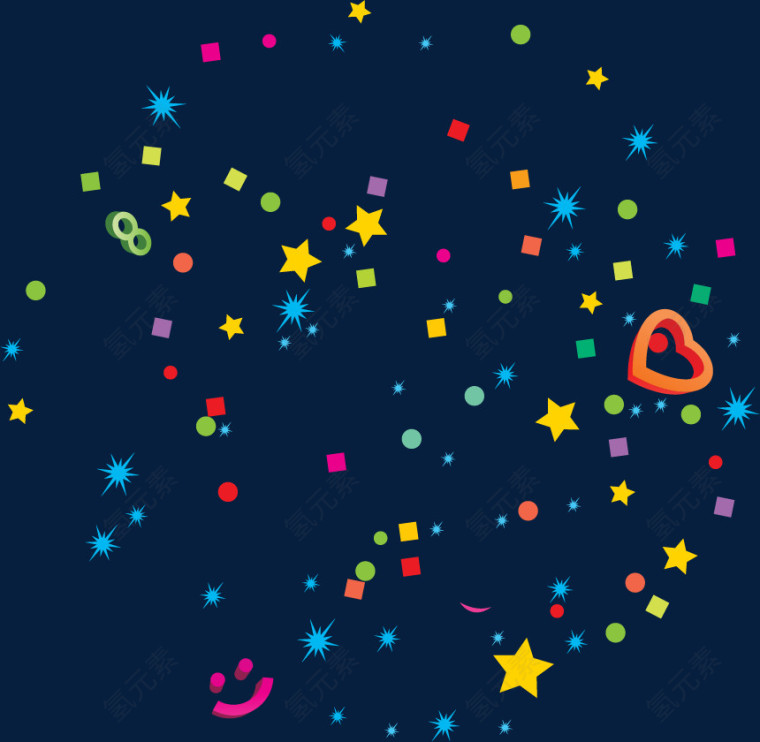 矢量手绘彩色星光