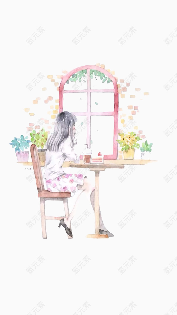 窗户前面的美女