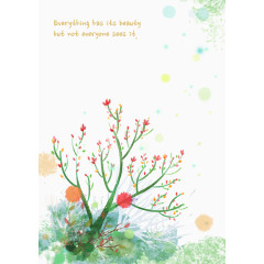 水彩墨迹树风景