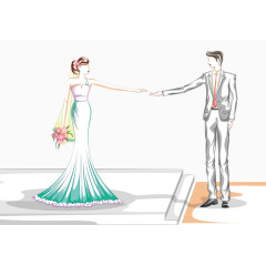 手绘结婚情侣