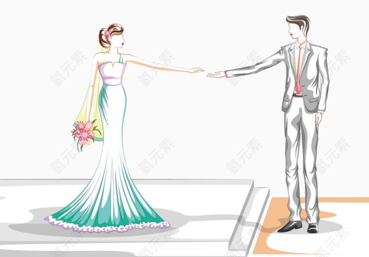 手绘结婚情侣