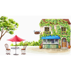 卡通房屋和凳子