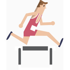 卡通男生体育运动锻炼跨栏