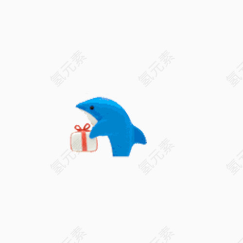 简约小清新可爱毛毡蓝色海豚