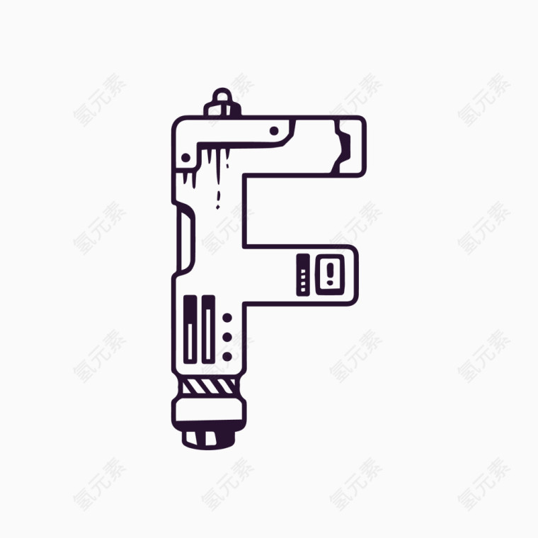 机械字母字体设计F