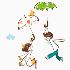 卡通男孩和女孩