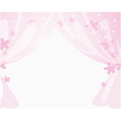 卡通粉红可爱窗纱