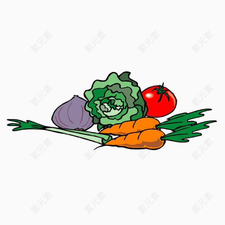 卡通胡萝卜和卷心菜下载